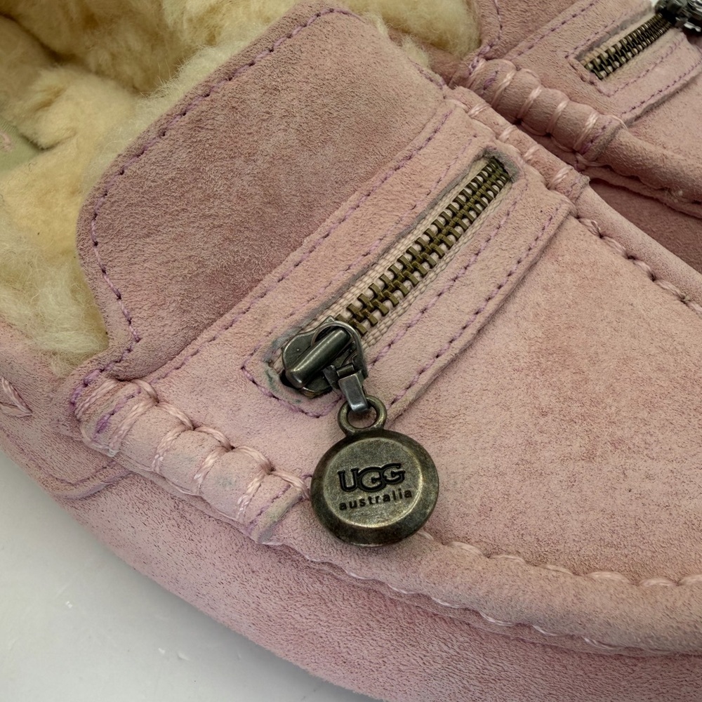 UGG Dakota Slippers Women’s 5 Pink Sparkle Breast Cancer Awareness Fur Lined - Picture 5 of 12